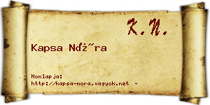 Kapsa Nóra névjegykártya